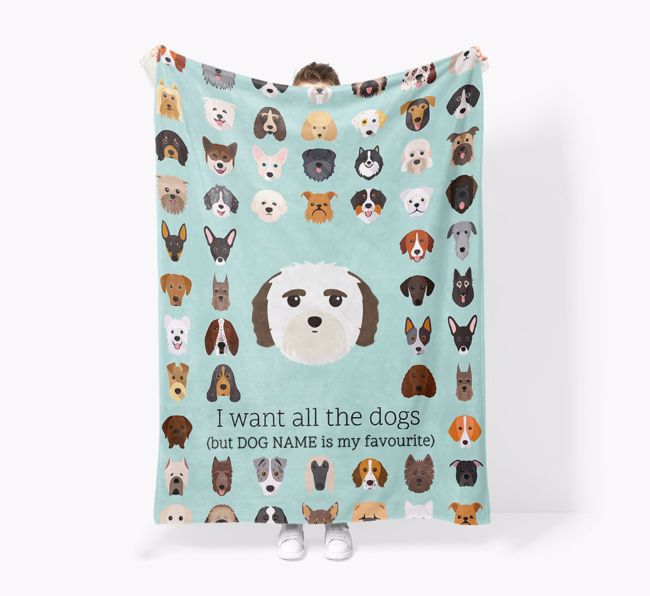 'All The Dogs' - Personalised Sherpa Fleece Blanket with {breedFullName} Yappicon